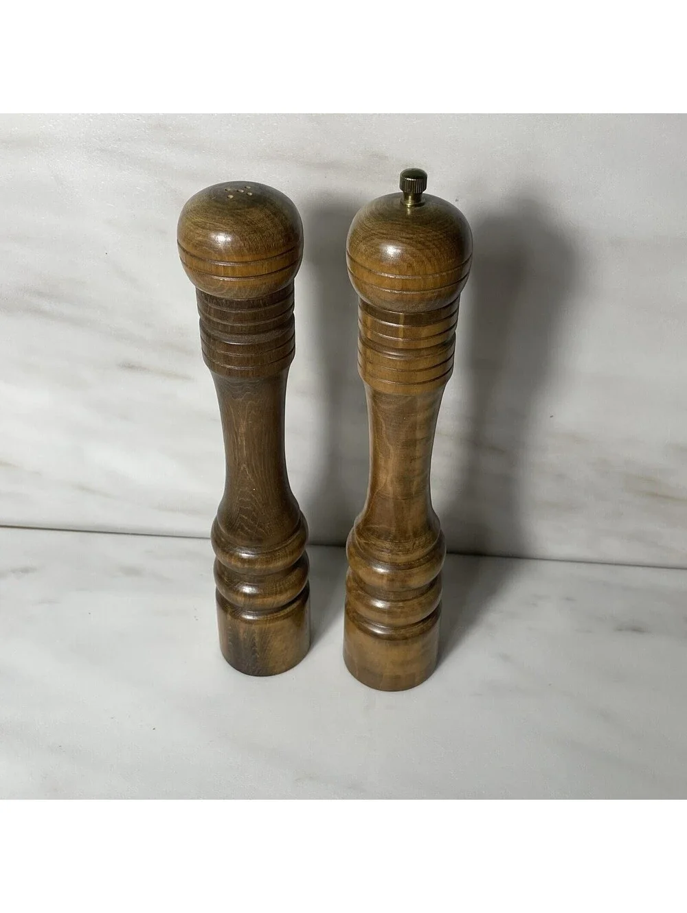 MCM Wooden Salt Shaker & Pepper Grinder Boho Regency Style 10” Alba Trading Corp